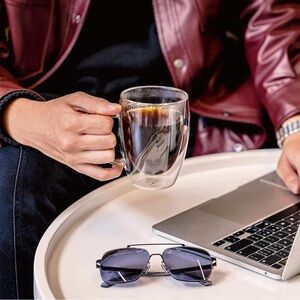 Set - two Glass Cups (350ml). NEW.